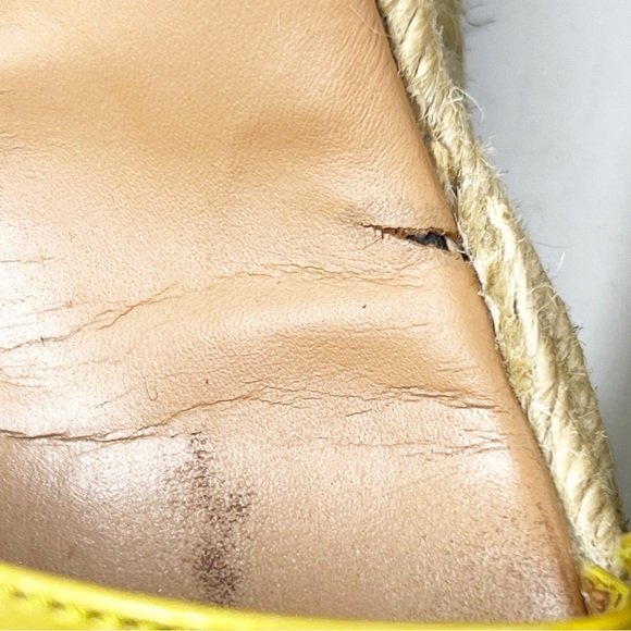 MARC BY MARC JACOBS YELLOW STARS AND HEARTS ESPADRILLE WEDGE SANDALS SZ 37.5/7.5 - Picture 7 of 11